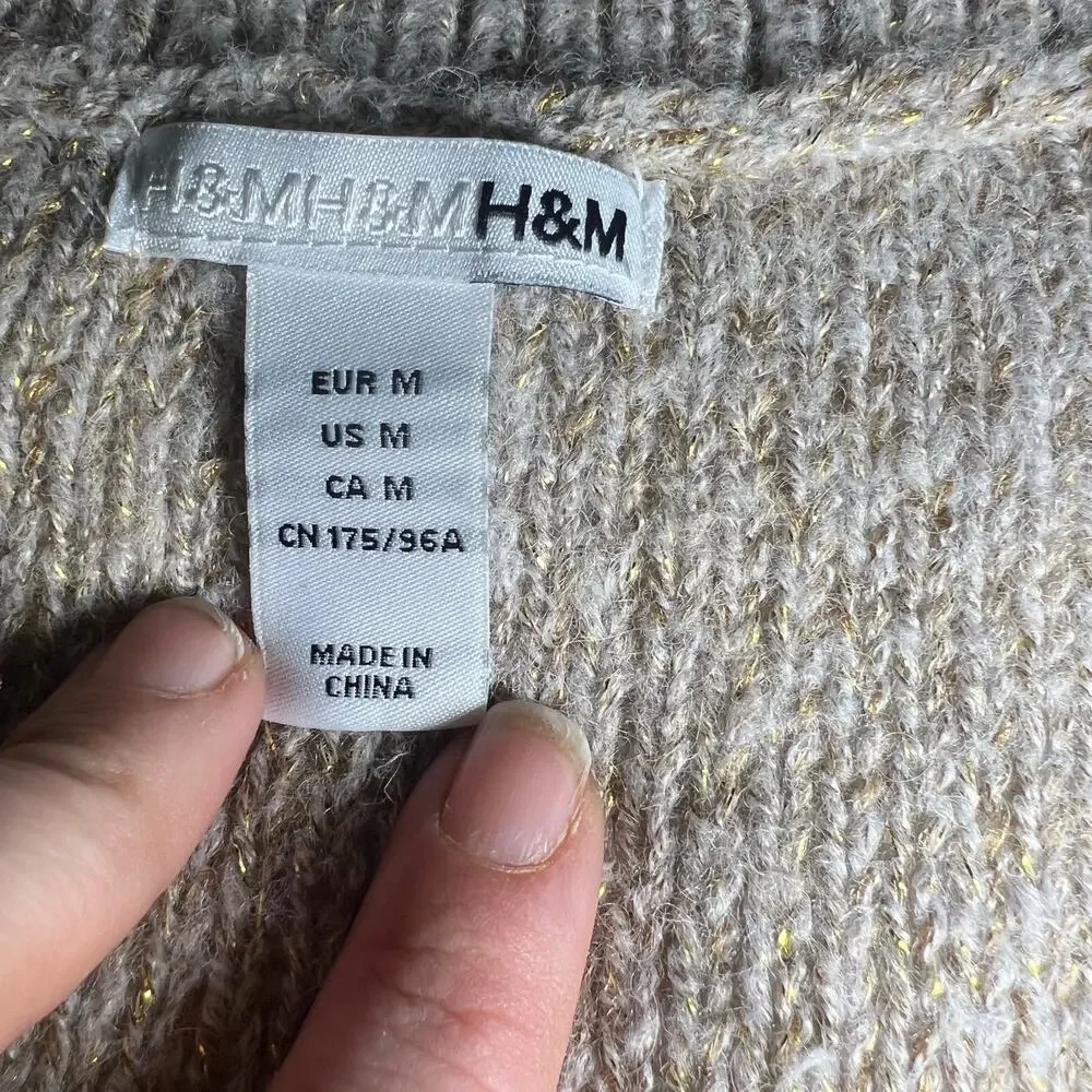 H&M Cream Long Sleeveless Knit Cardigan Layering Duster Vest Size Medium